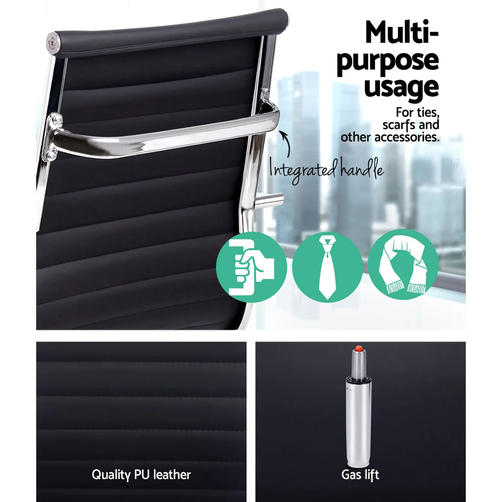 Office Chair PU Leather High Back Black - Image 6