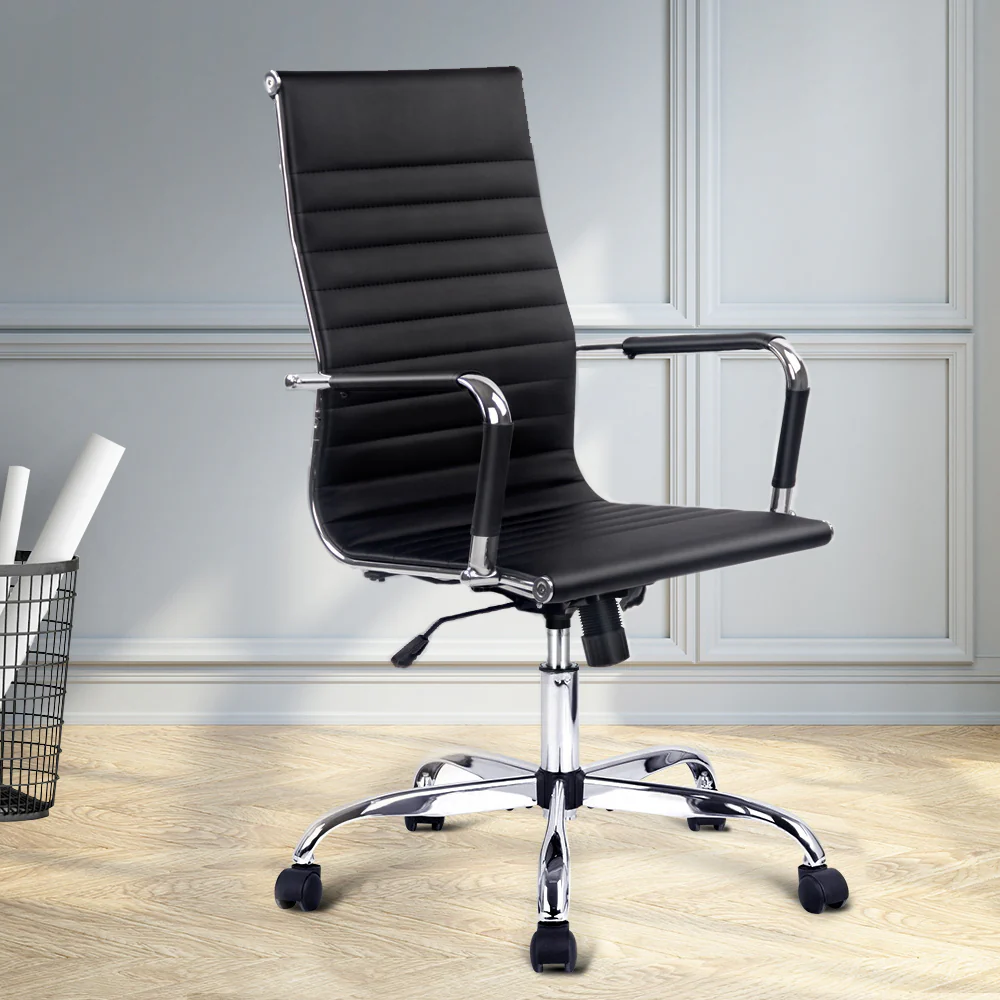 Office Chair PU Leather High Back Black - Image 7