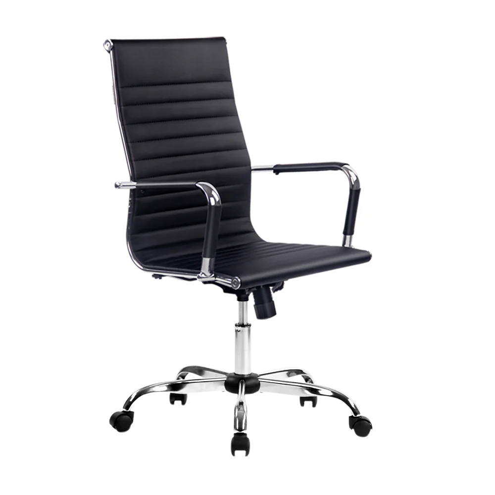 Office Chair PU Leather High Back Black - Image 8