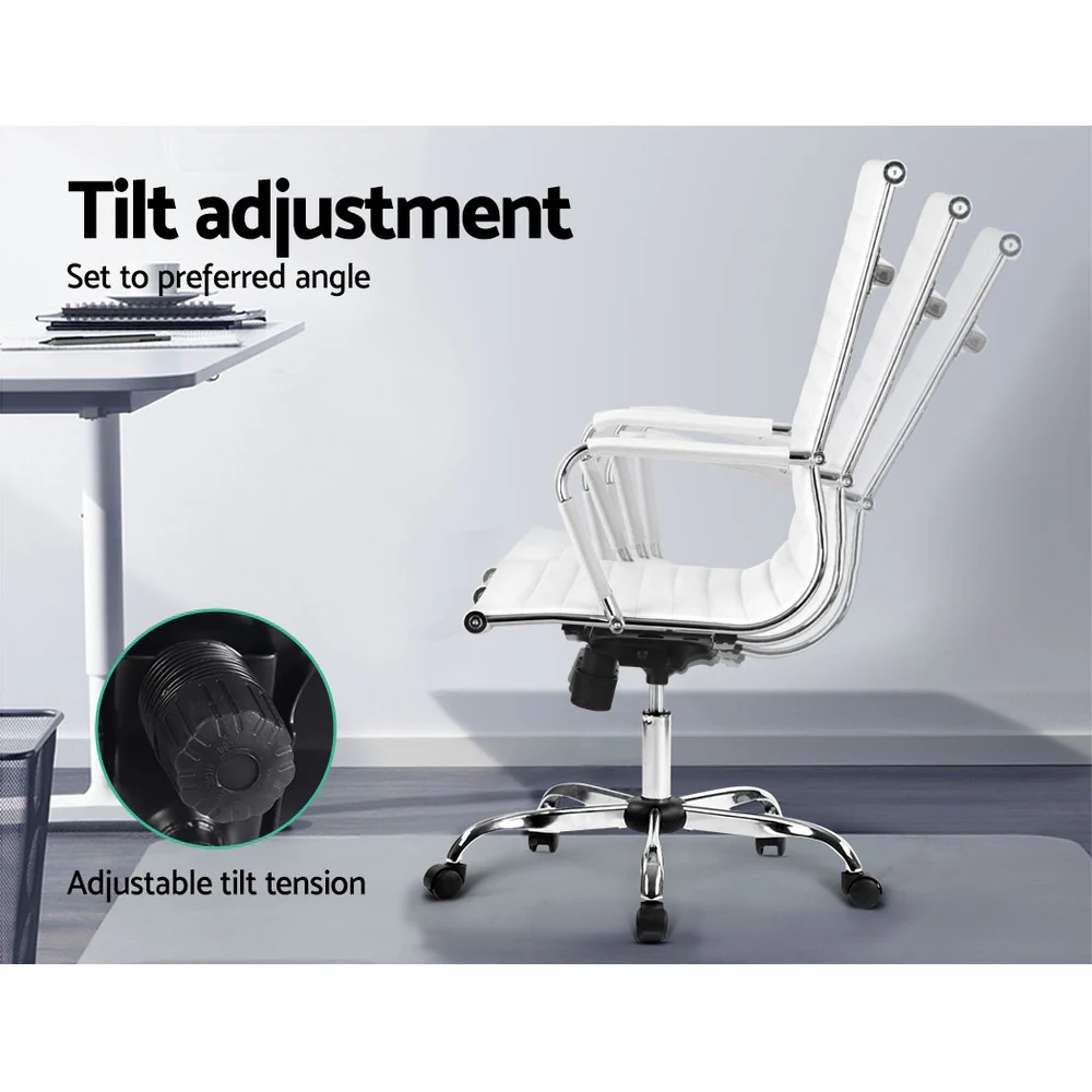 Office Chair PU Leather High Back White - Image 4