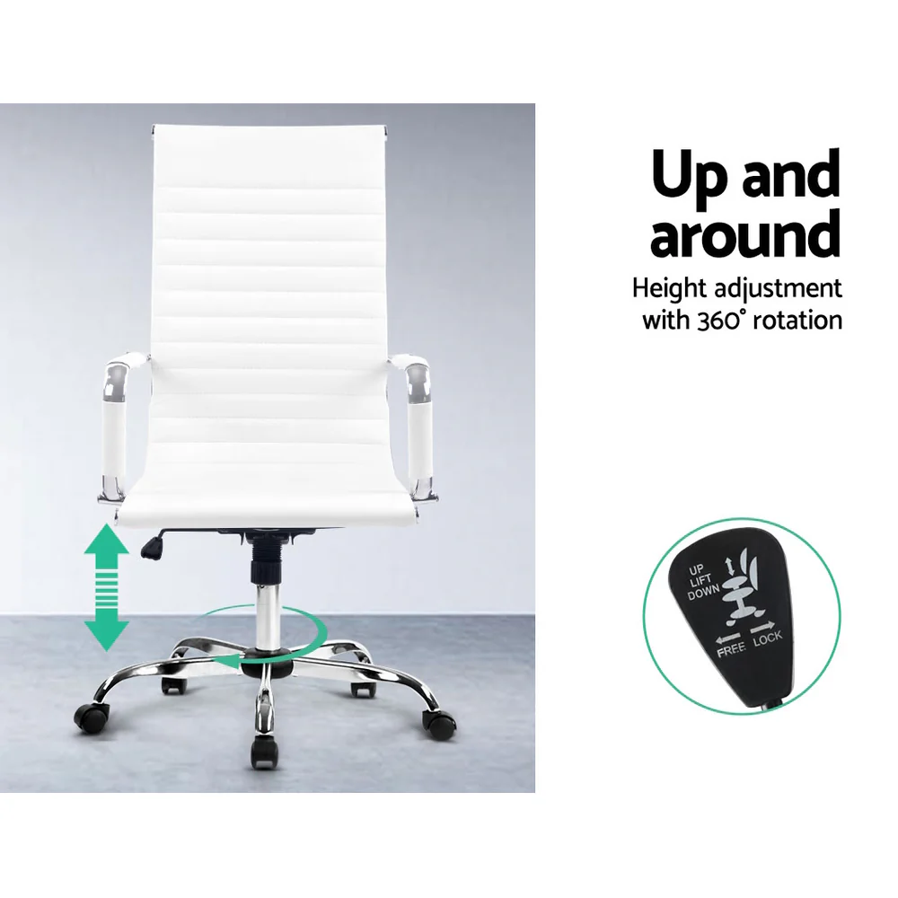 Office Chair PU Leather High Back White - Image 5