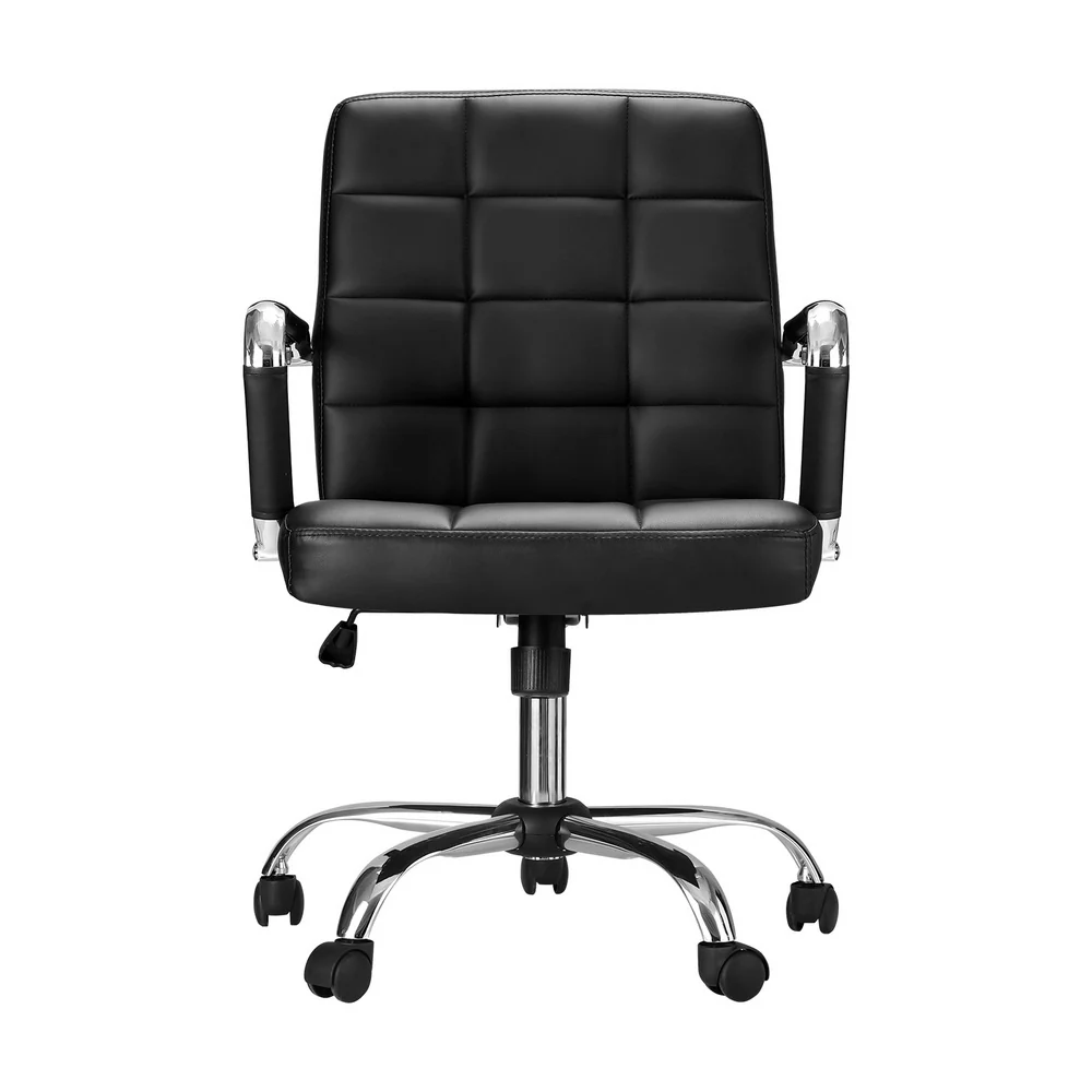 Office Chair PU Leather Mid Back Black - Image 3