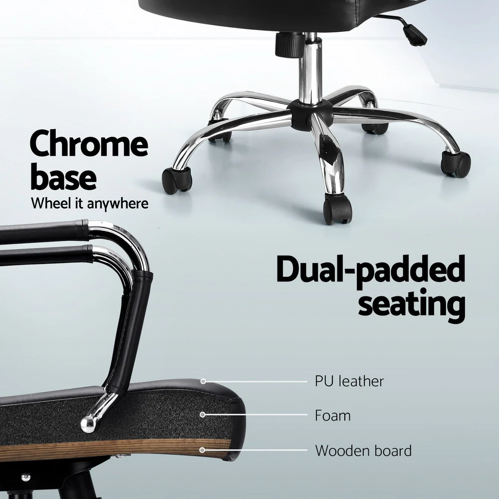 Office Chair PU Leather Mid Back Black - Image 6