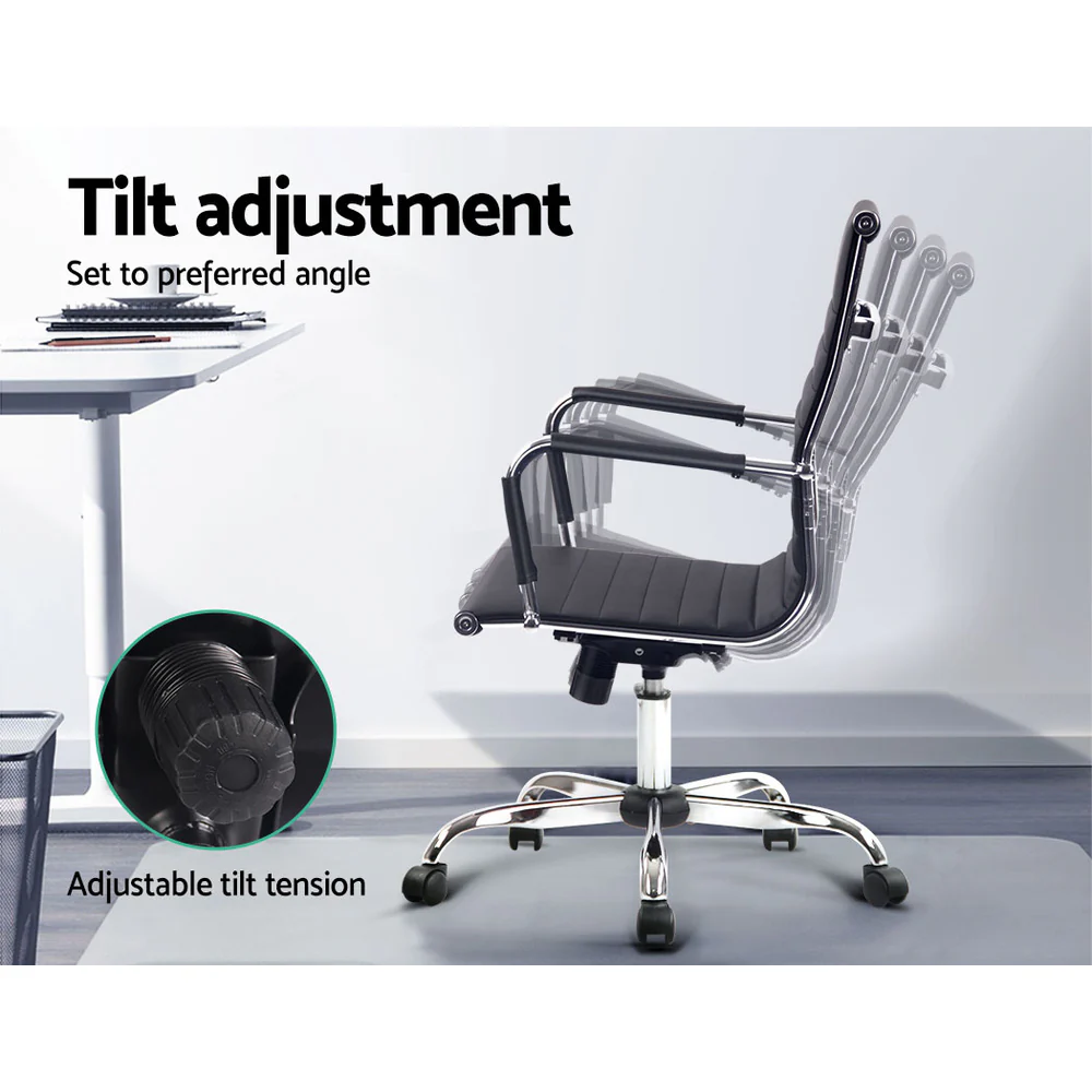 Office Chair PU Leather Mid Back Black - Image 4