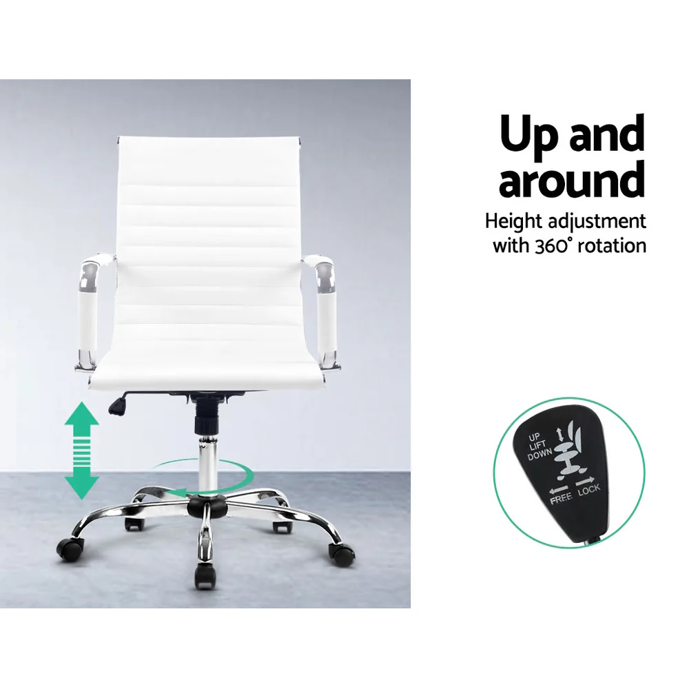 Office Chair PU Leather Mid Back White - Image 5