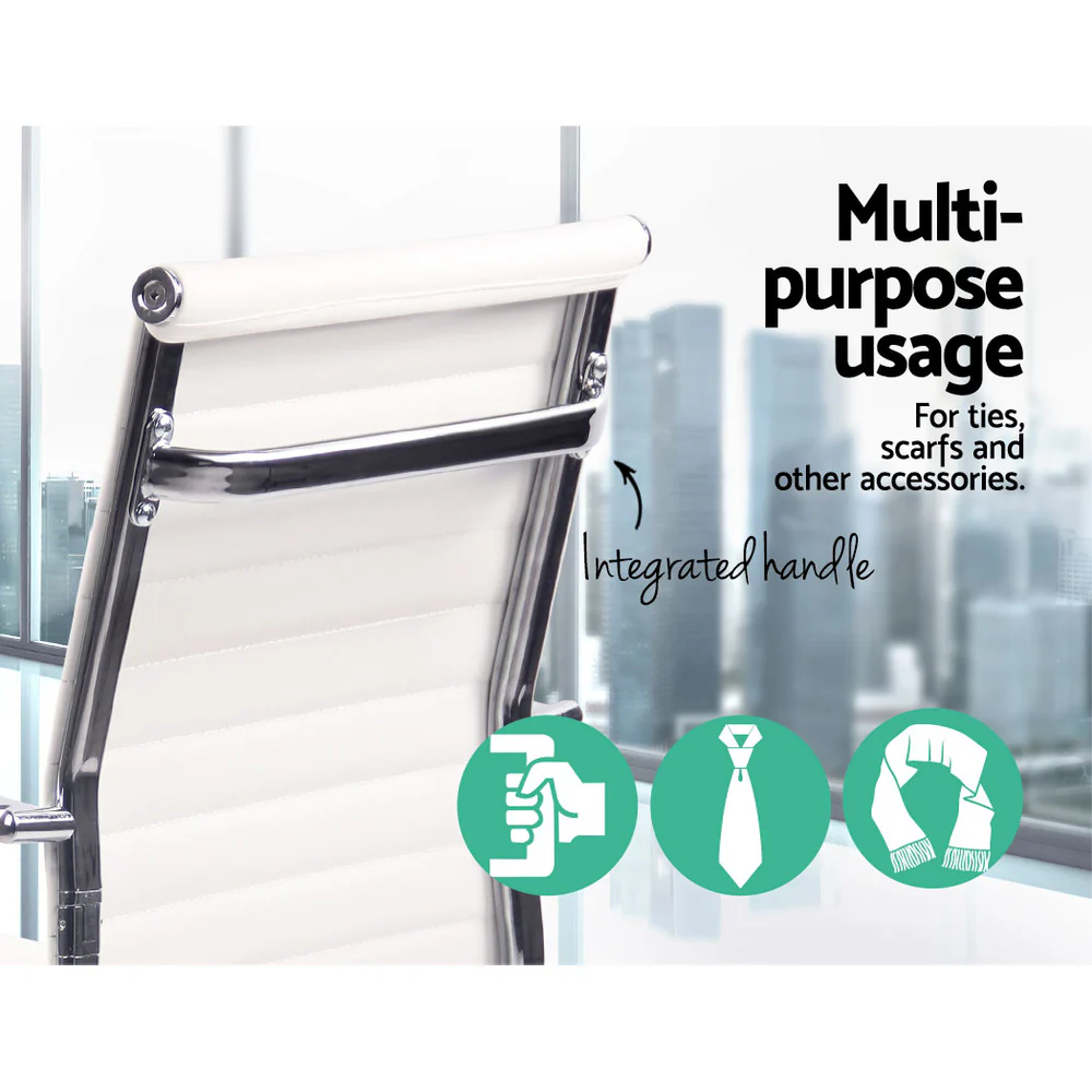 Office Chair PU Leather Mid Back White - Image 6