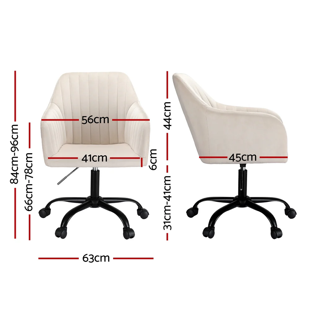 Office Chair Velvet Seat Cream - Image 2