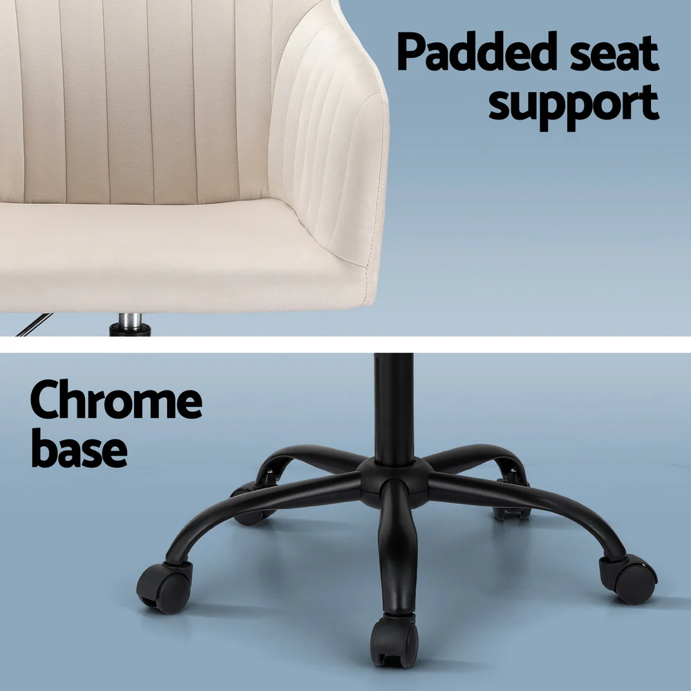 Office Chair Velvet Seat Cream - Image 6