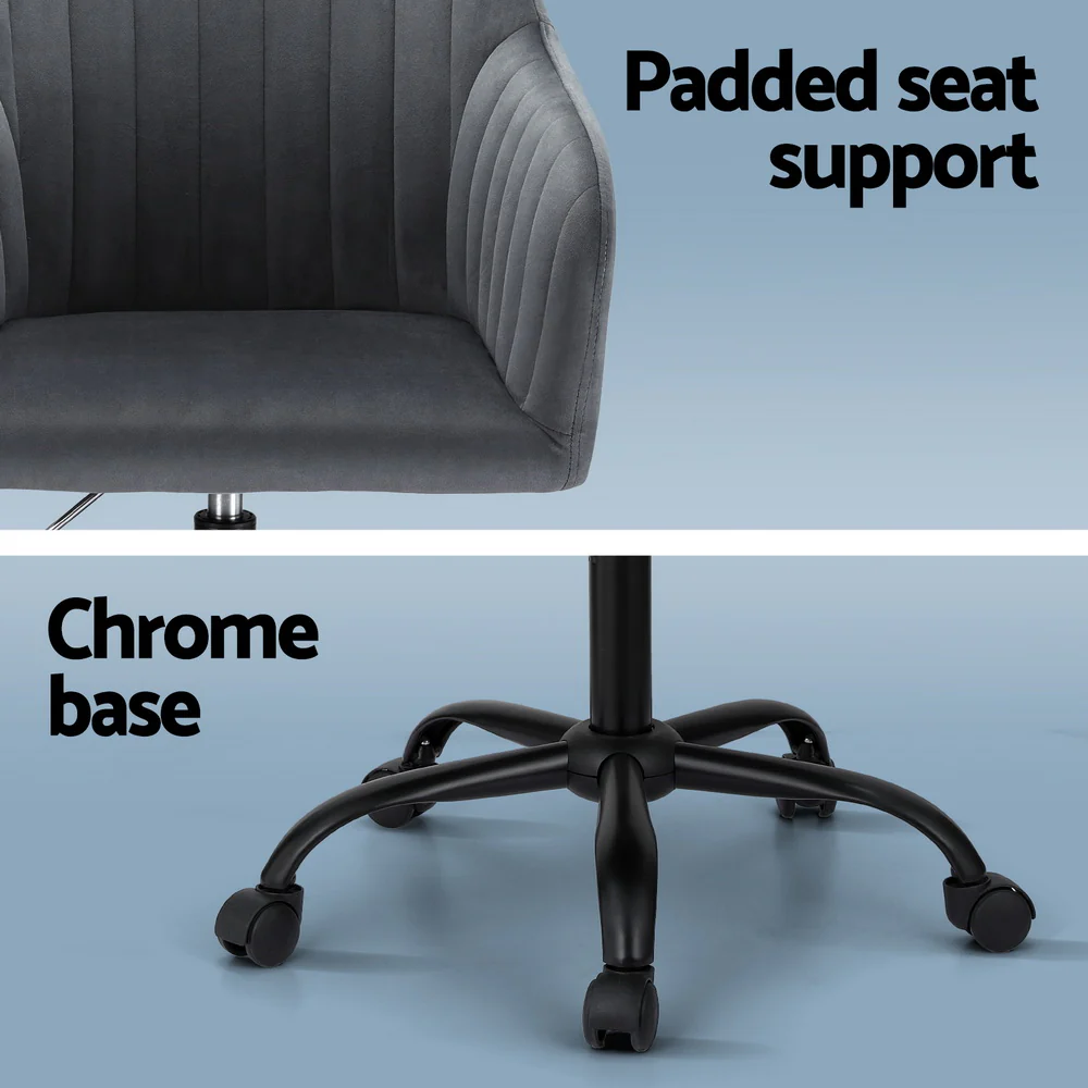 Office Chair Velvet Seat Dark Grey - Image 6