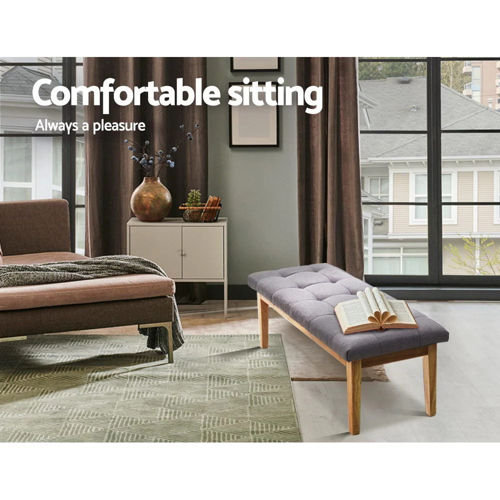 Ottoman Bench 120cm Foot Stool Linen Grey - Image 5