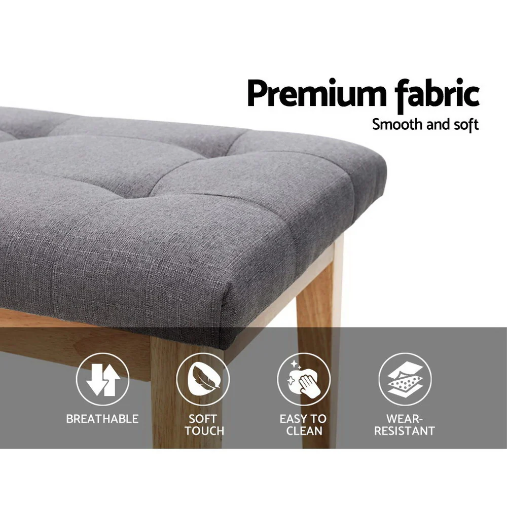 Ottoman Bench 120cm Foot Stool Linen Grey - Image 6