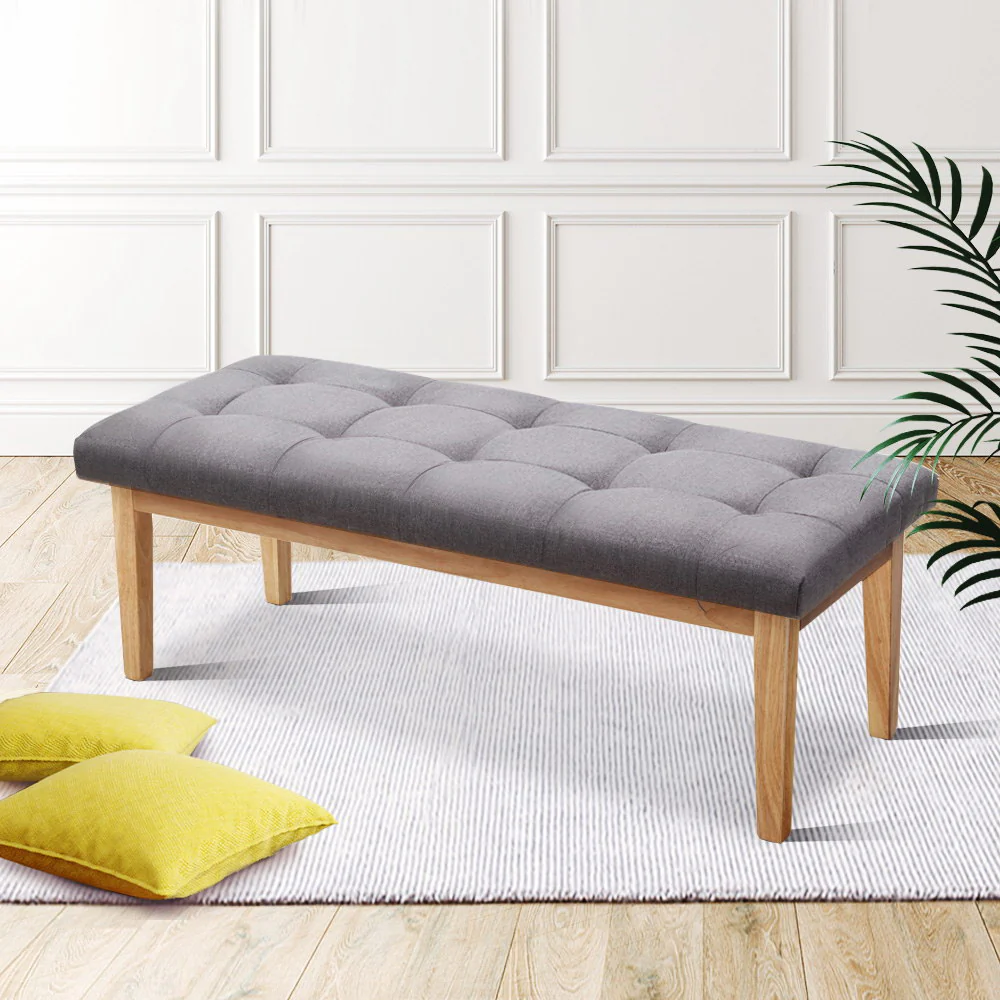Ottoman Bench 120cm Foot Stool Linen Grey - Image 7