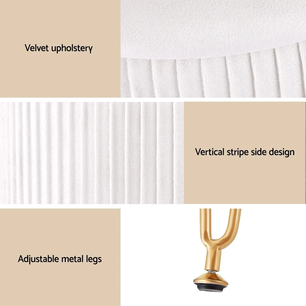 Ottoman Storage Foot Stool Velvet Round White - Image 6