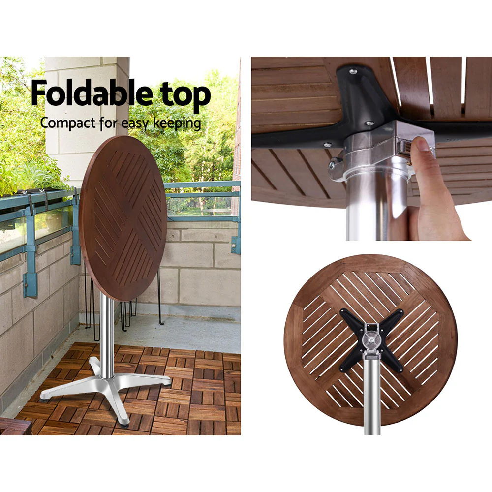 Outdoor Bar Table Furniture Wooden Cafe Table Aluminium Adjustable Round - Image 6