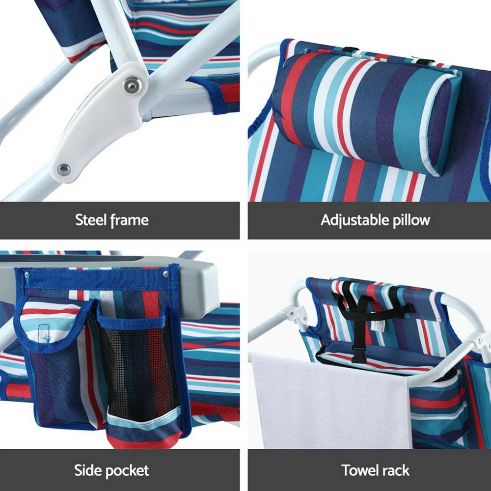 Outdoor Chairs Beach Chair Backpack Cooler Storage Lightweight Fishing Blue - Image 5