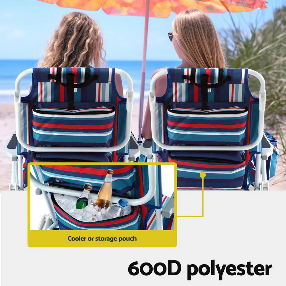 Outdoor Chairs Beach Chair Backpack Cooler Storage Lightweight Fishing Blue - Image 6
