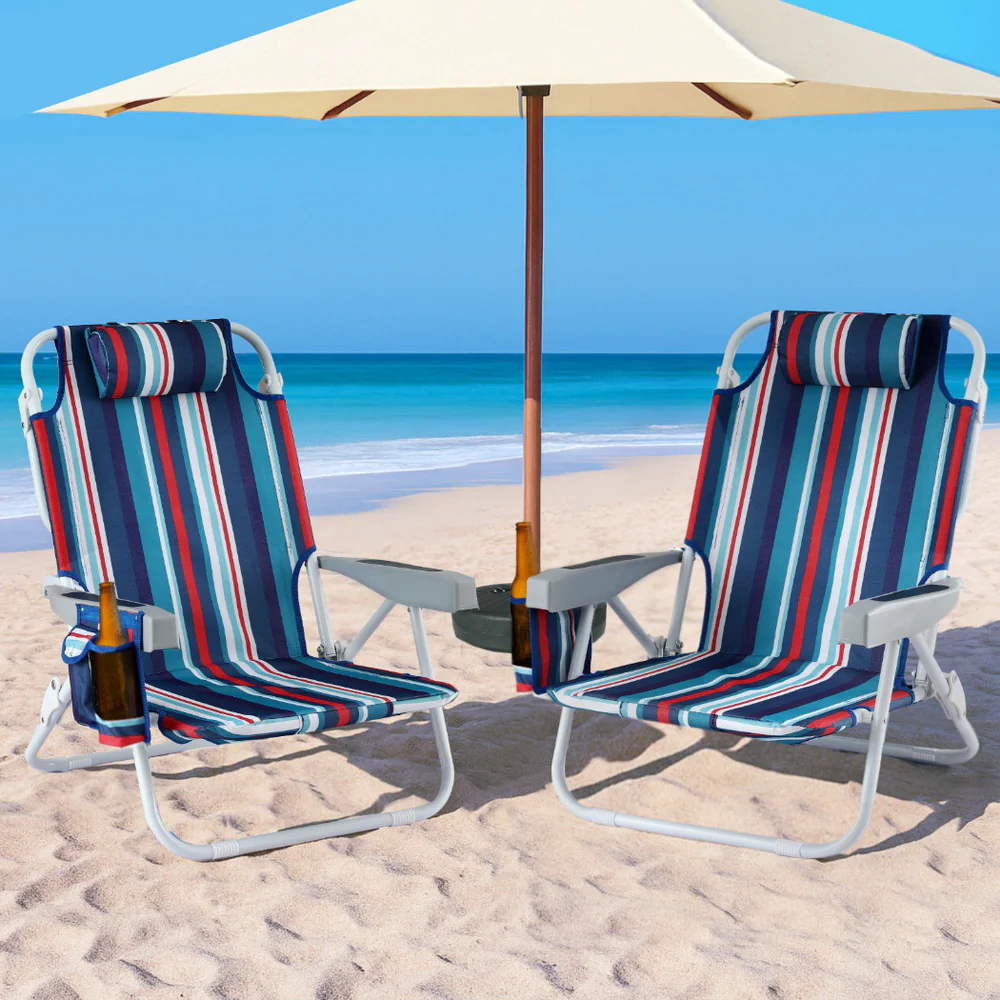 Outdoor Chairs Beach Chair Backpack Cooler Storage Lightweight Fishing Blue - Image 7