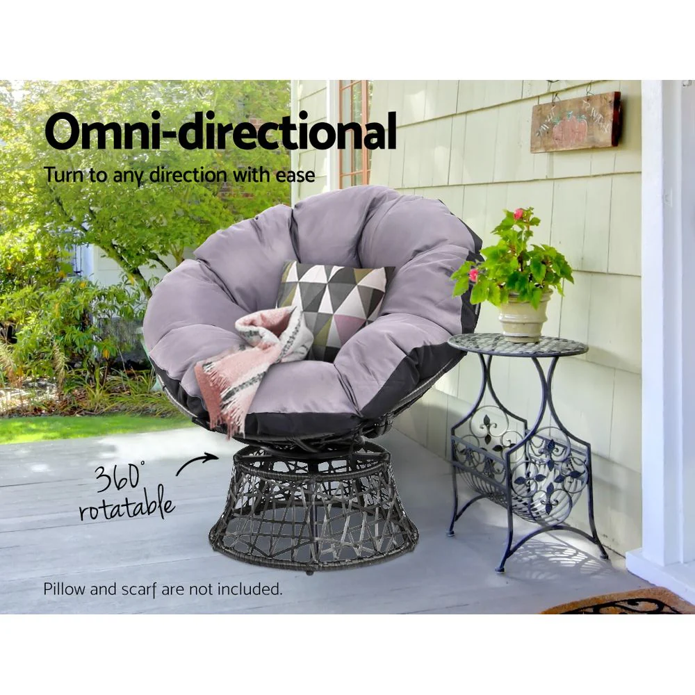Outdoor Chairs Outdoor Furniture Papasan Chair Wicker Patio Garden Black - Image 4