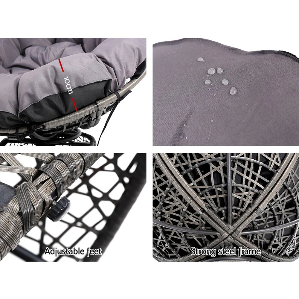 Outdoor Chairs Outdoor Furniture Papasan Chair Wicker Patio Garden Grey - Image 3