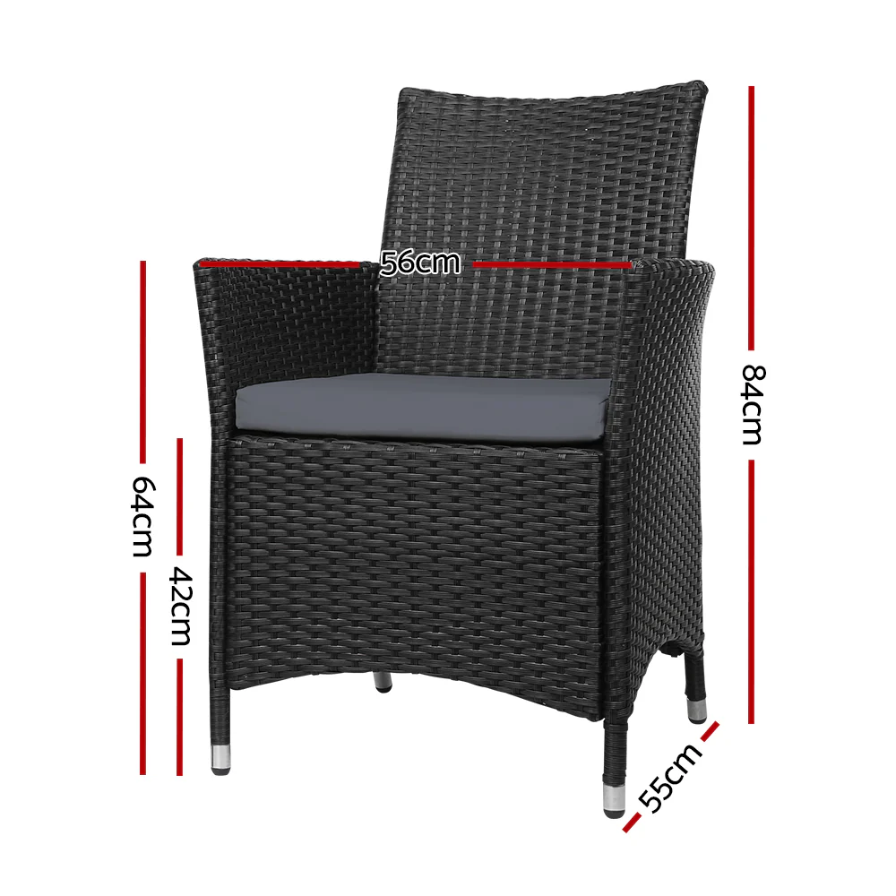 Outdoor Dining Chairs Patio Furniture Wicker Garden Cushion Idris 2PC - Image 2