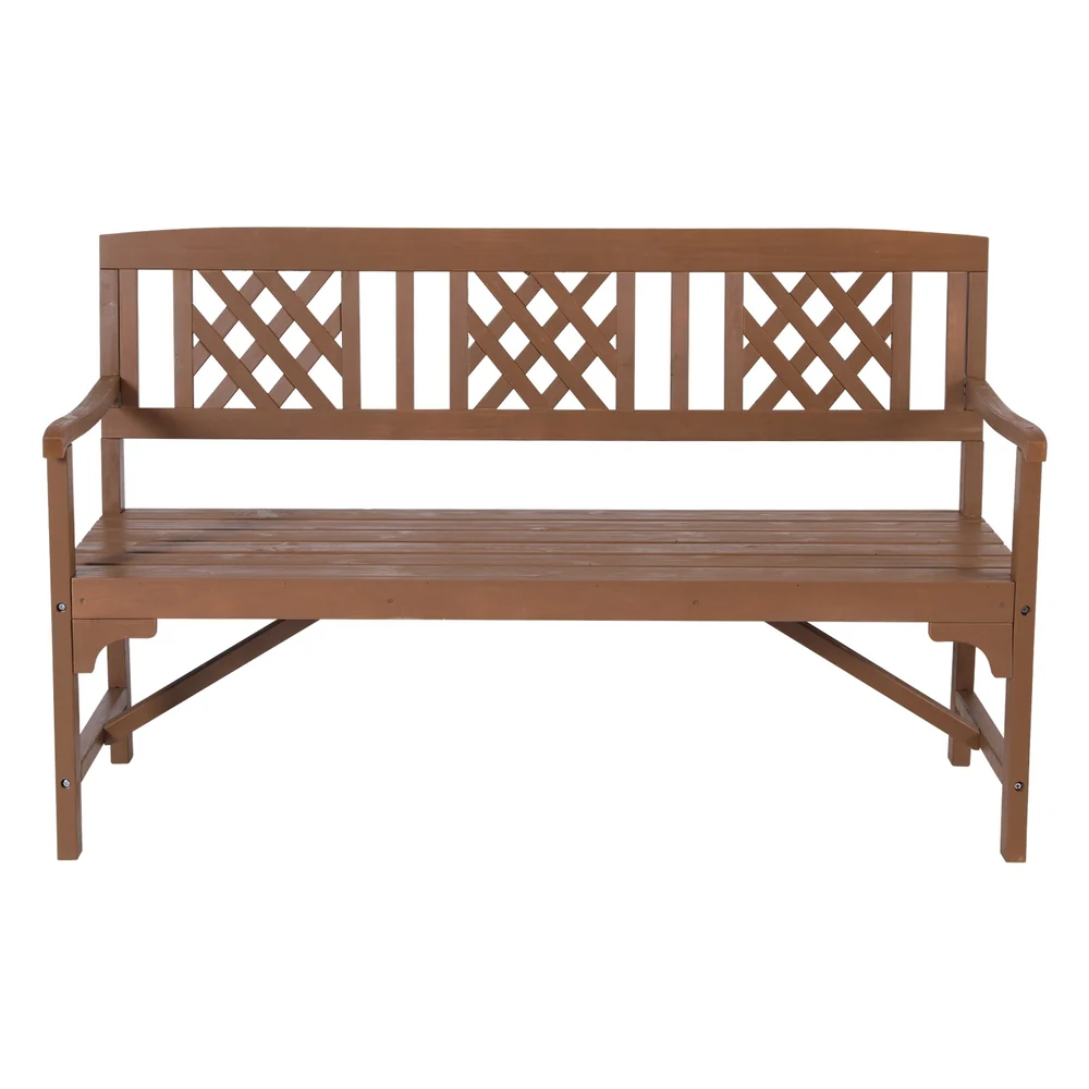 Outdoor Garden Bench Wooden Chair 3 Seat Patio Furniture Lounge Natural - Image 3