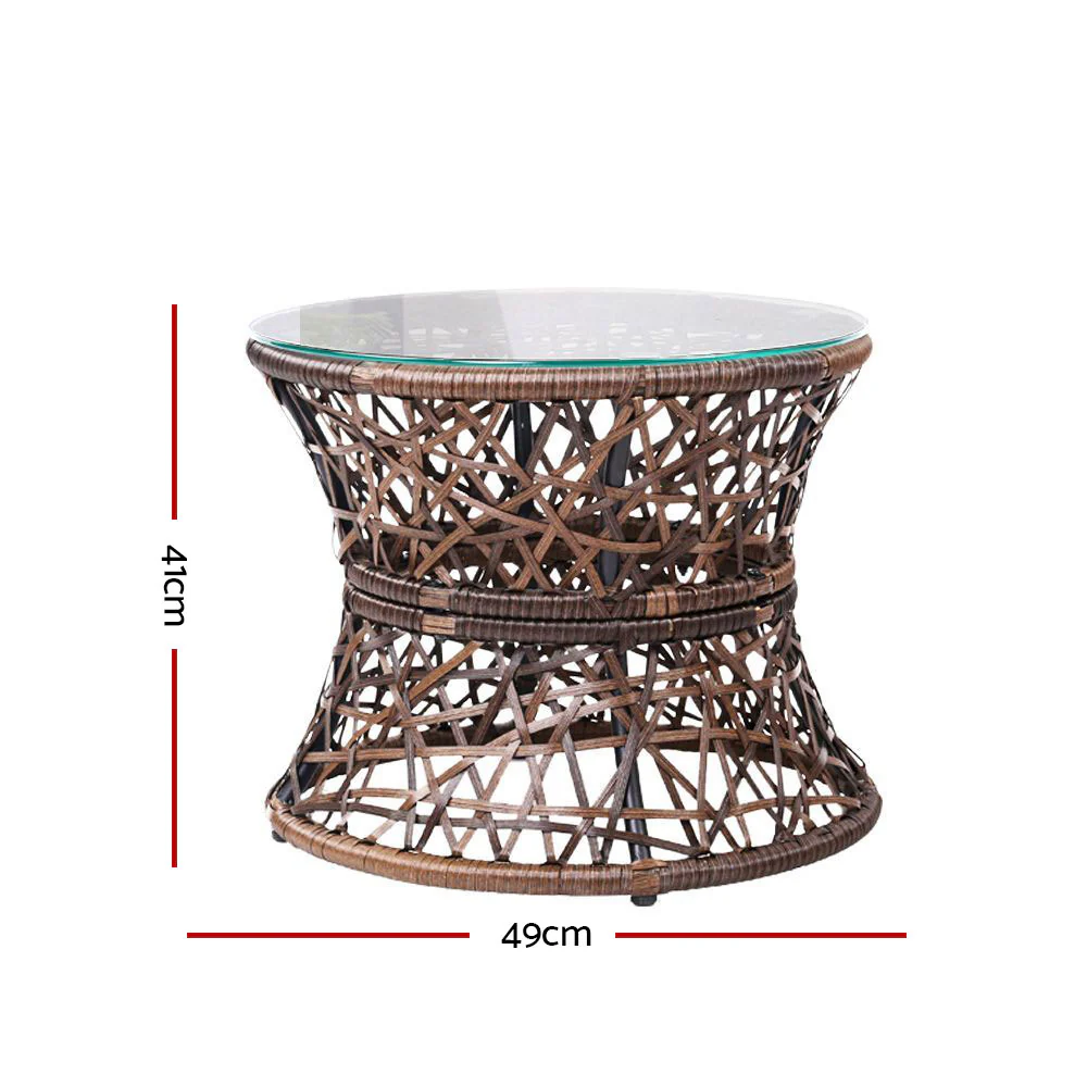 Outdoor Lounge Setting Papasan Chair Wicker Table Garden Furniture Brown - Image 3