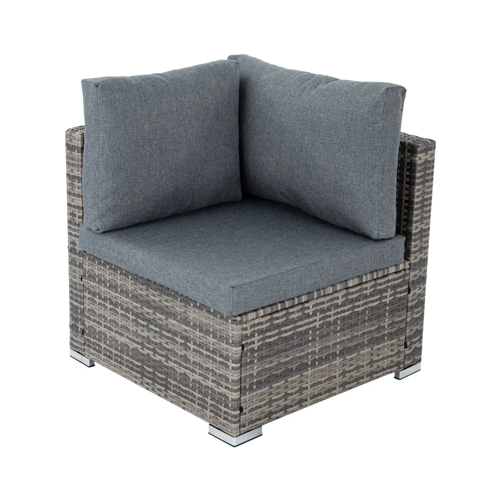Outdoor Modular Lounge Sofa with Wicker End Table Set - Image 5