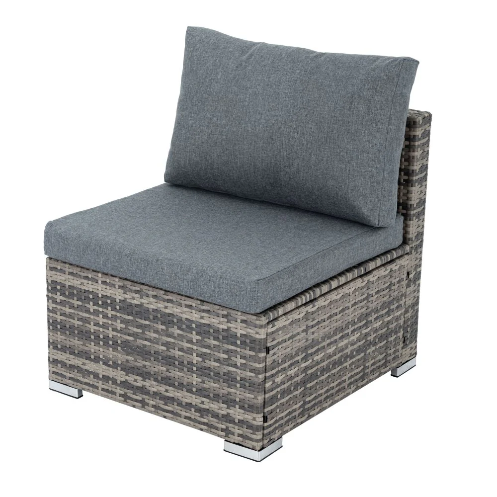 Outdoor Modular Lounge Sofa with Wicker End Table Set - Image 6