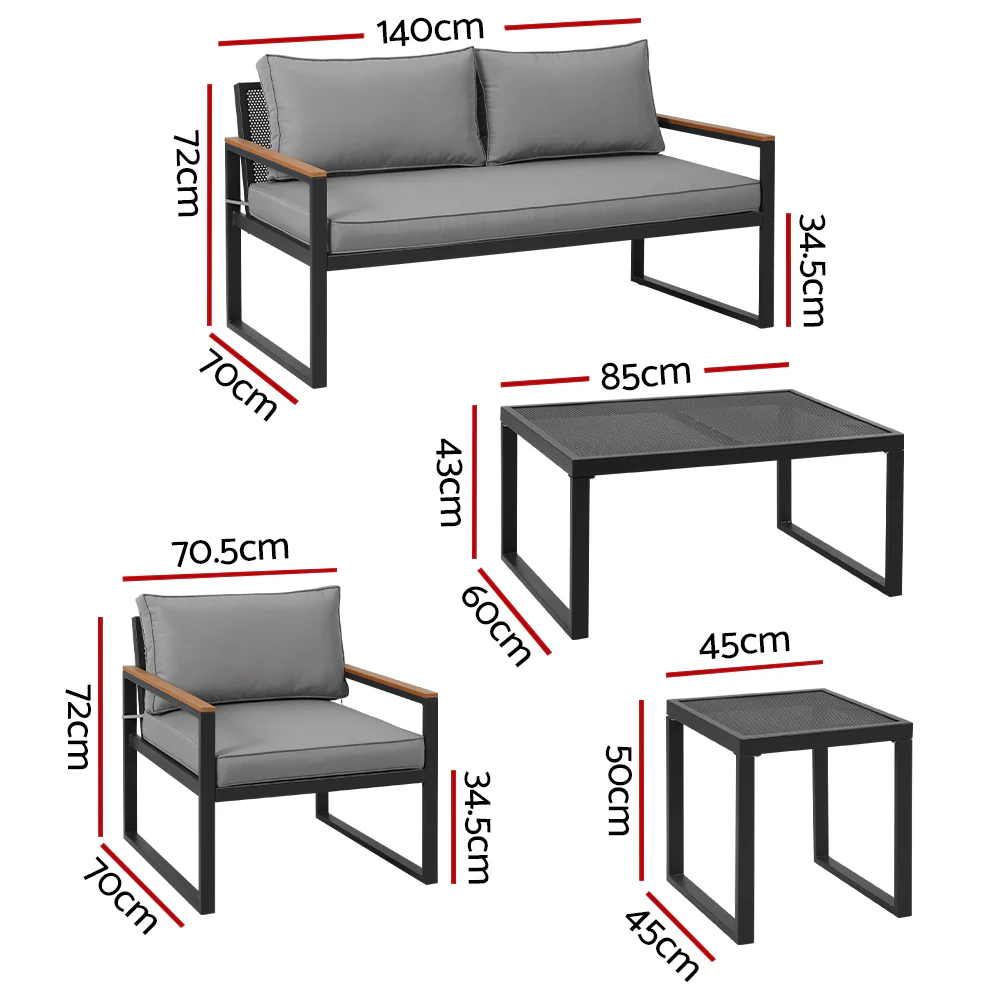 Outdoor Sofa Set 3 Seater Corner Modular Lounge Setting Steel - Image 2