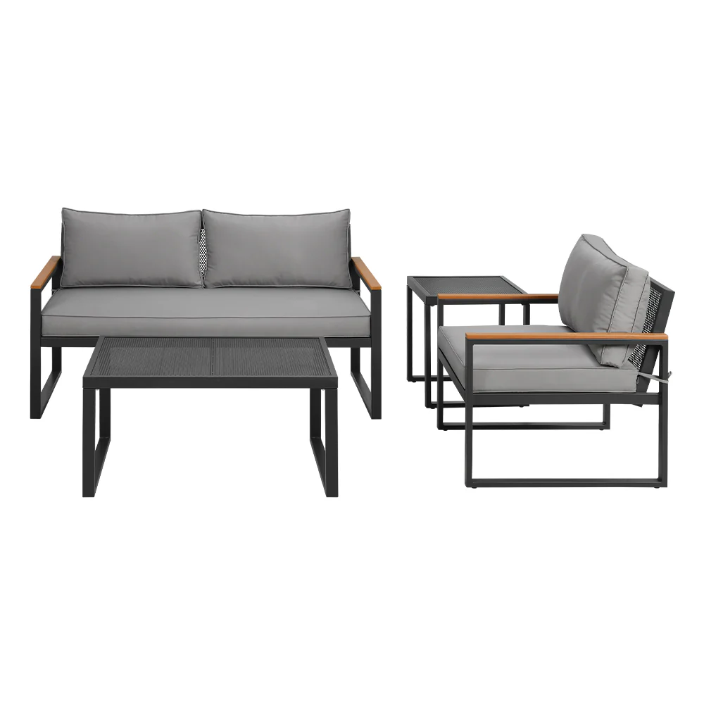 Outdoor Sofa Set 3 Seater Corner Modular Lounge Setting Steel - Image 3