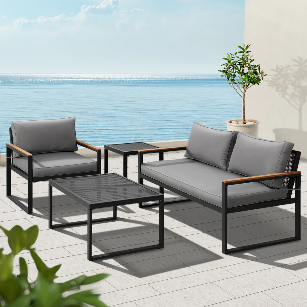 Outdoor Sofa Set 3 Seater Corner Modular Lounge Setting Steel - Image 7