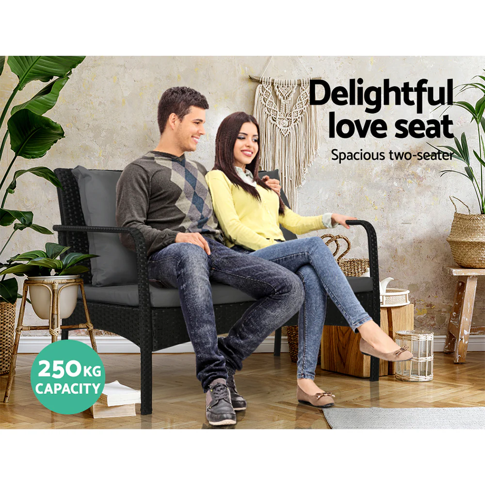 Outdoor Sofa Set Lounge Setting Wicker Table and Chairs Garden Patio Furniture - Image 12