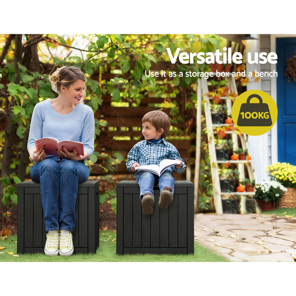 Outdoor Storage Box 118L Container Lockable Garden Toy Tool Shed Black - Image 4