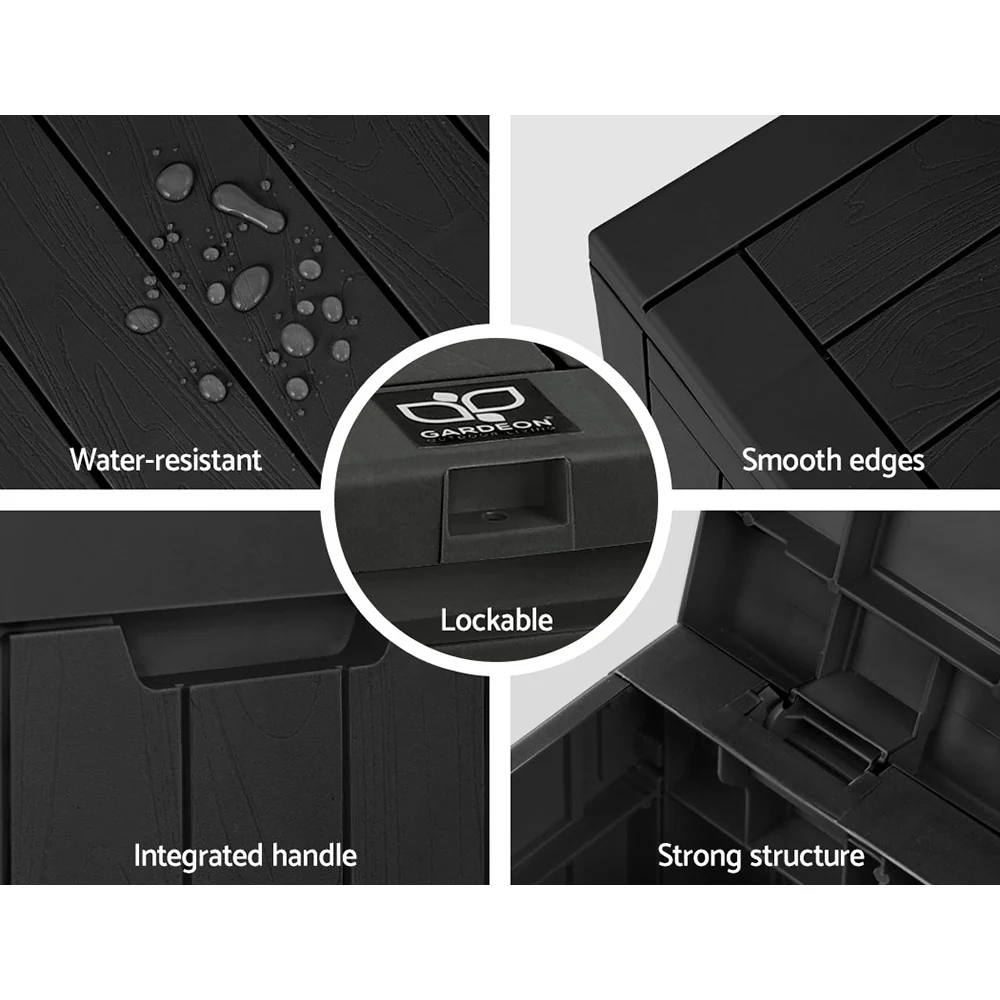 Outdoor Storage Box 118L Container Lockable Garden Toy Tool Shed Black - Image 5