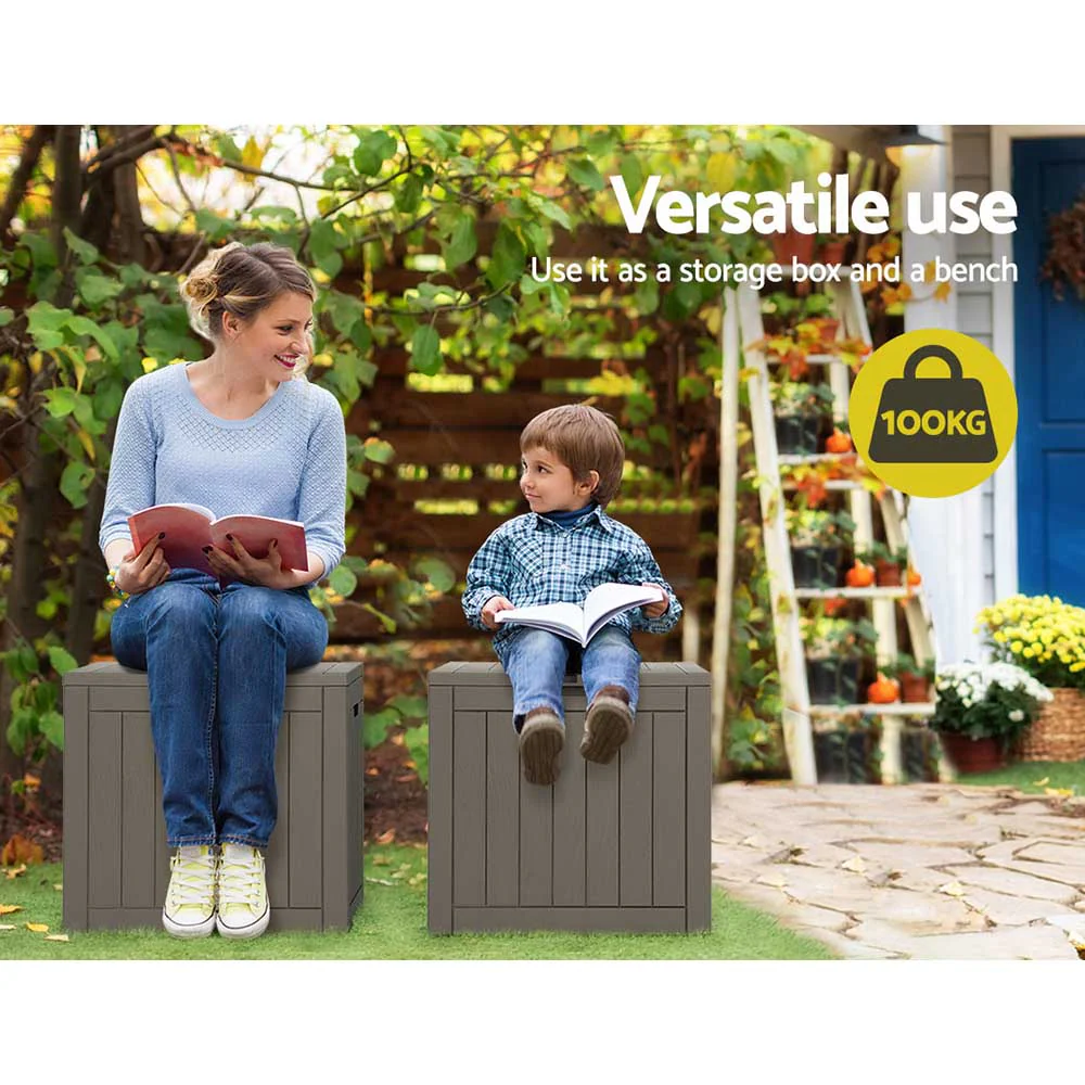 Outdoor Storage Box 118L Container Lockable Garden Toy Tool Shed Grey - Image 4