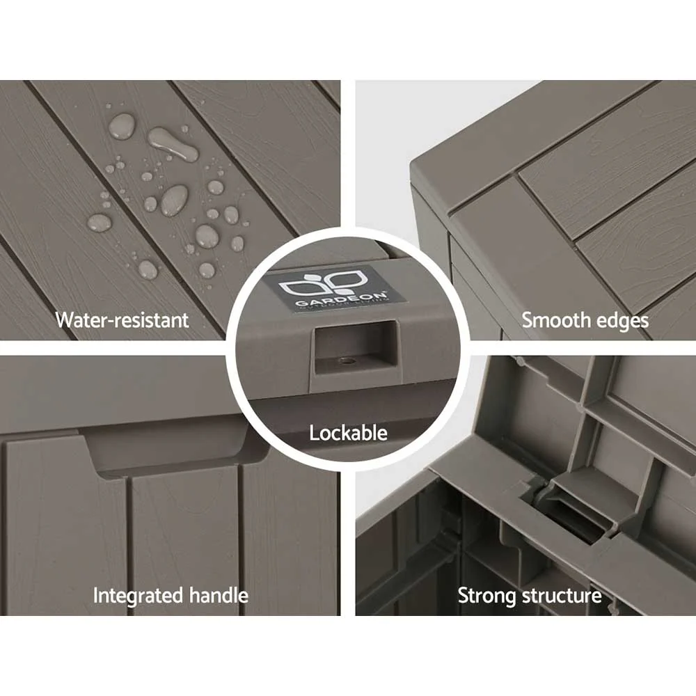 Outdoor Storage Box 118L Container Lockable Garden Toy Tool Shed Grey - Image 5