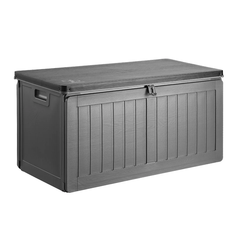 Outdoor Storage Box 190L Container Lockable Garden Bench Tool Shed Black - Image 3