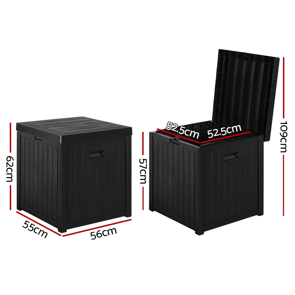 Outdoor Storage Box 195L Organiser Garden Bench Deck Toy Shed Tool Black - Image 2