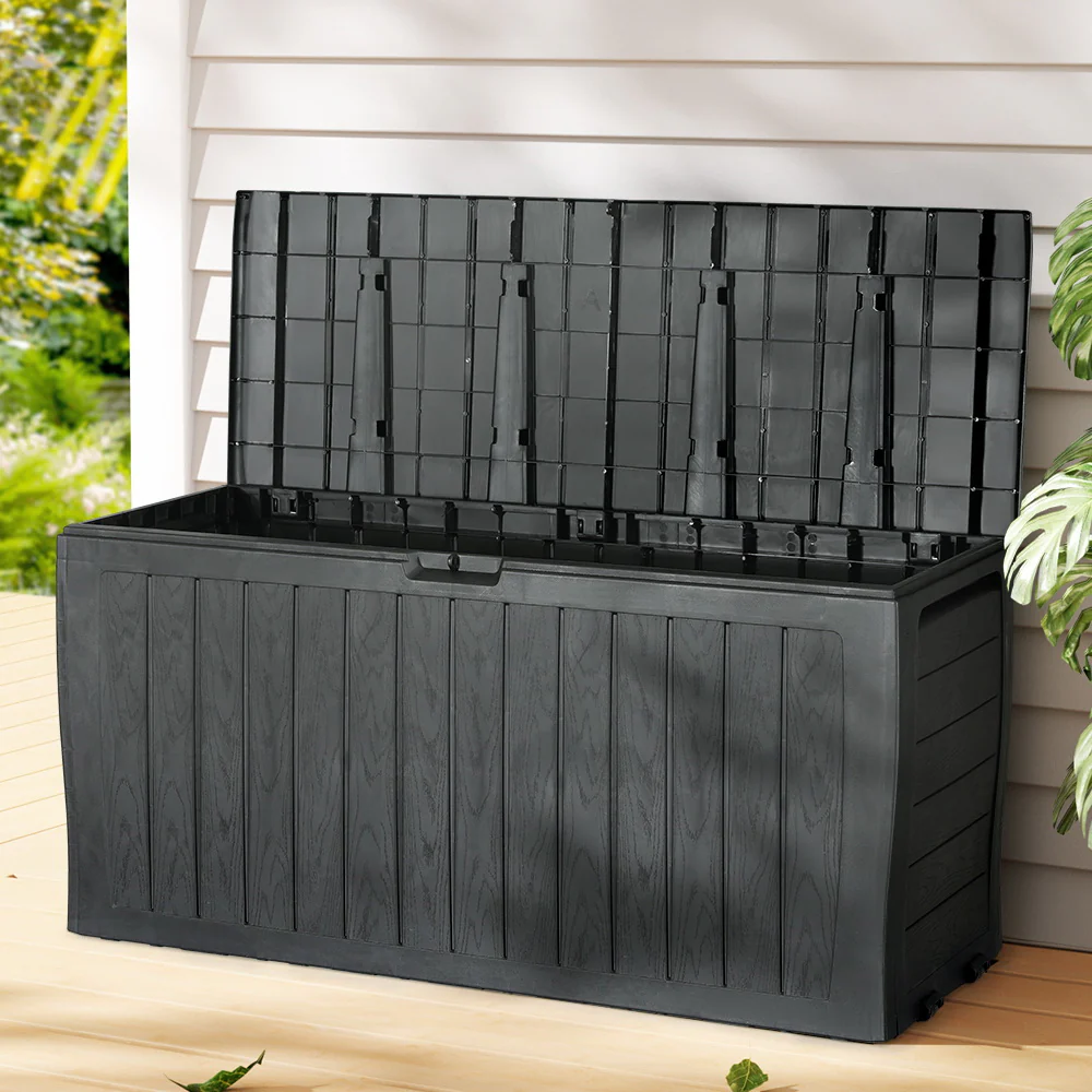 Outdoor Storage Box 220L Lockable Organiser Garden Deck Toy Shed Tool Black - Image 7