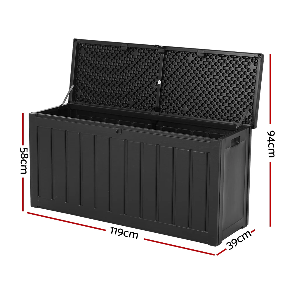 Outdoor Storage Box 240L Container Lockable Garden Bench Tool Shed Black - Image 2