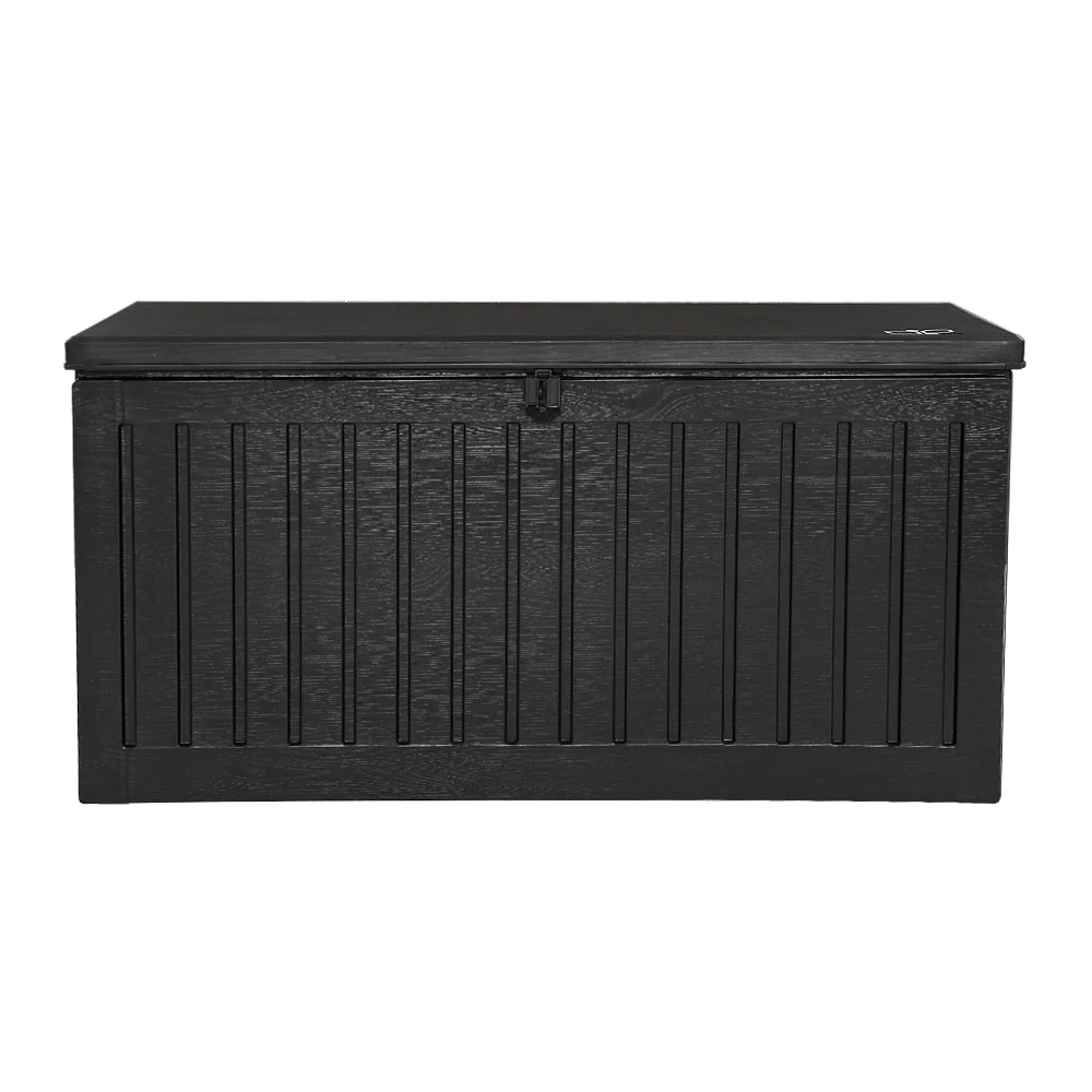 Outdoor Storage Box 270L Container Lockable Garden Bench Tool Shed Black - Image 3