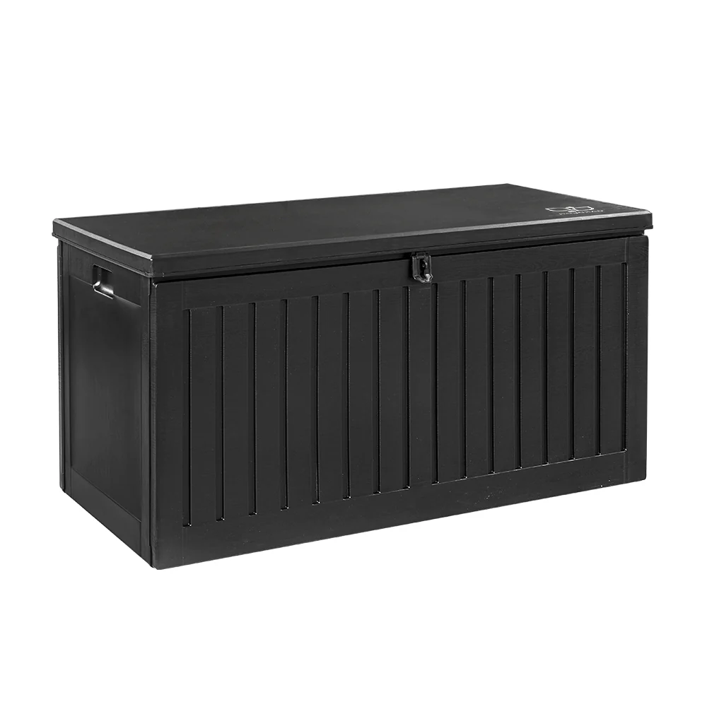 Outdoor Storage Box 270L Container Lockable Garden Bench Tool Shed Black - Image 4