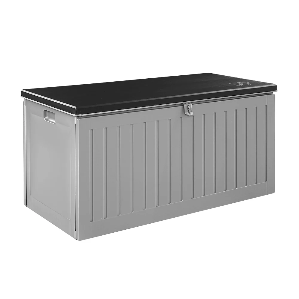 Outdoor Storage Box 270L Container Lockable Garden Bench Tool Shed Grey - Image 3