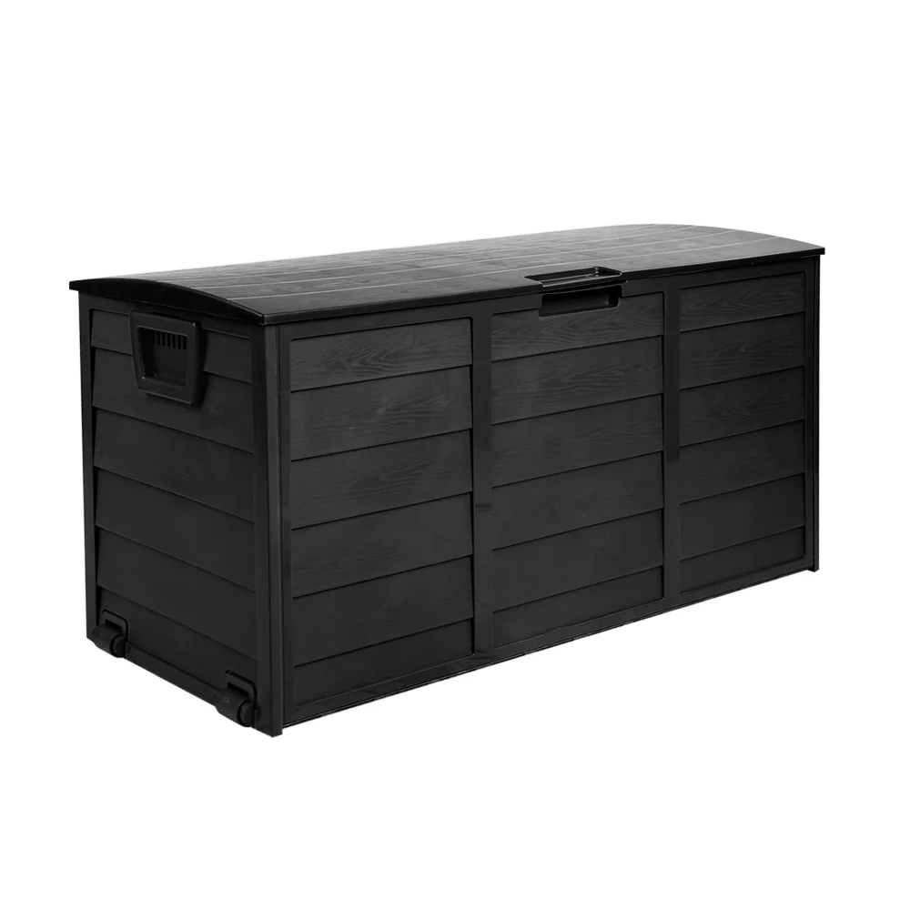Outdoor Storage Box 290L Lockable Organiser Garden Deck Shed All Black - Image 4