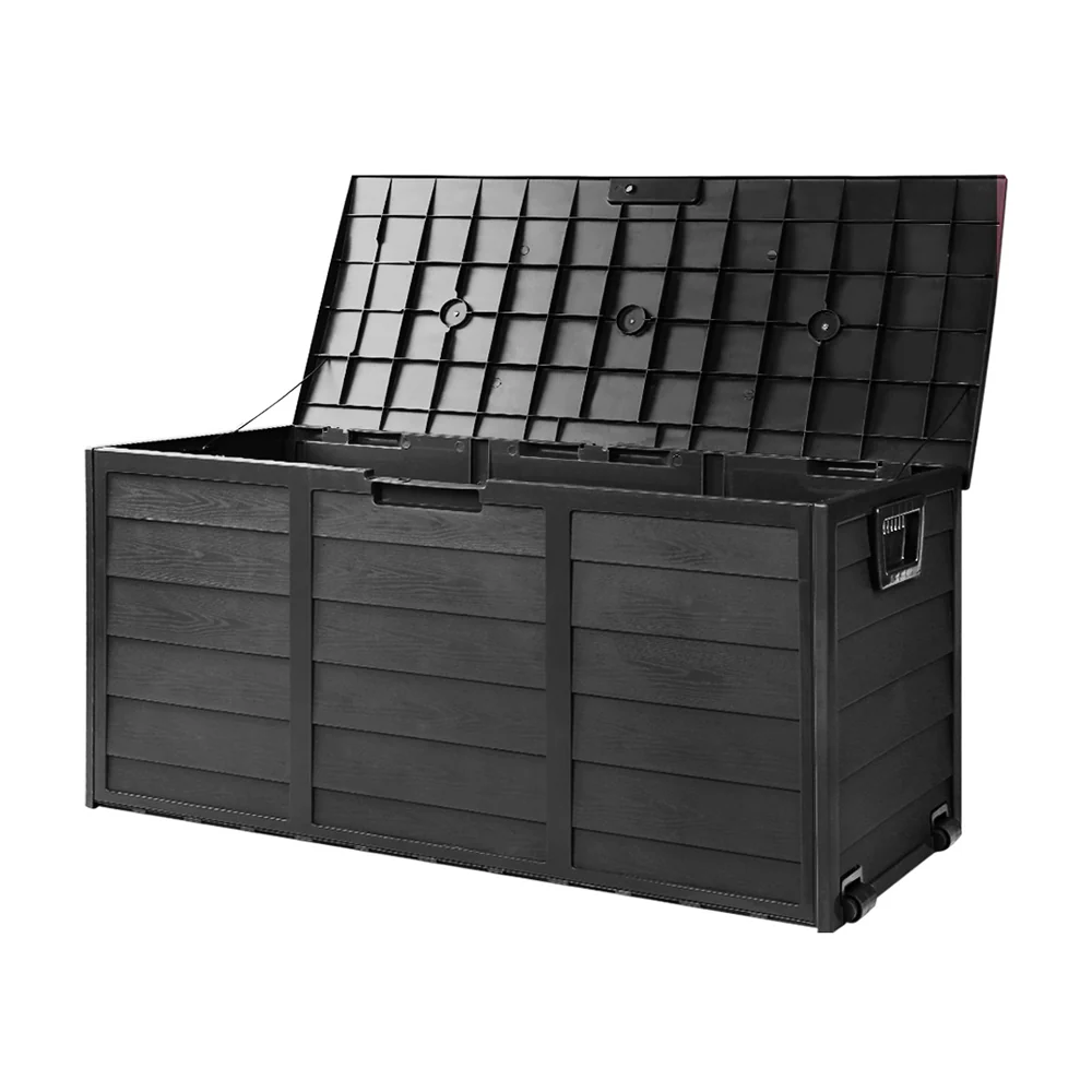 Outdoor Storage Box 290L Lockable Organiser Garden Deck Shed All Black - Image 8
