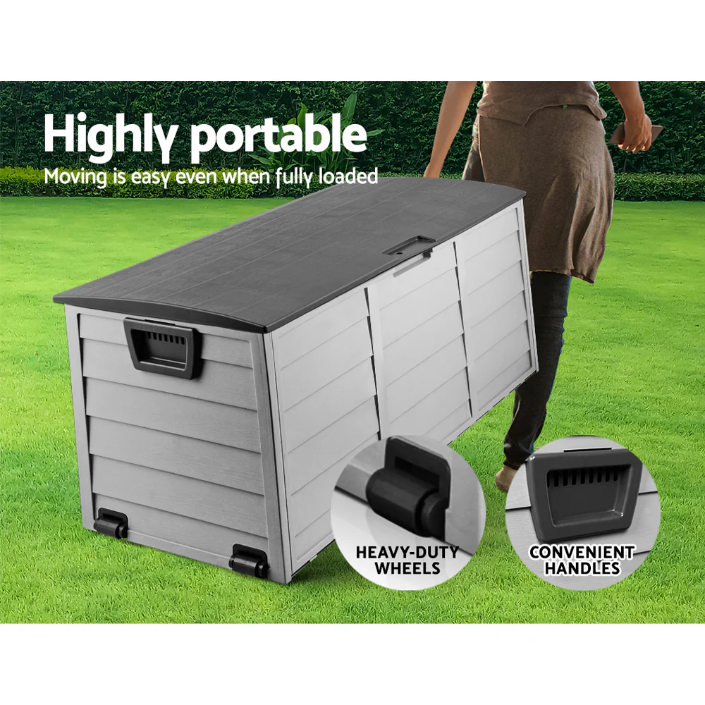 Outdoor Storage Box 290L Lockable Organiser Garden Deck Shed Tool Black - Image 7