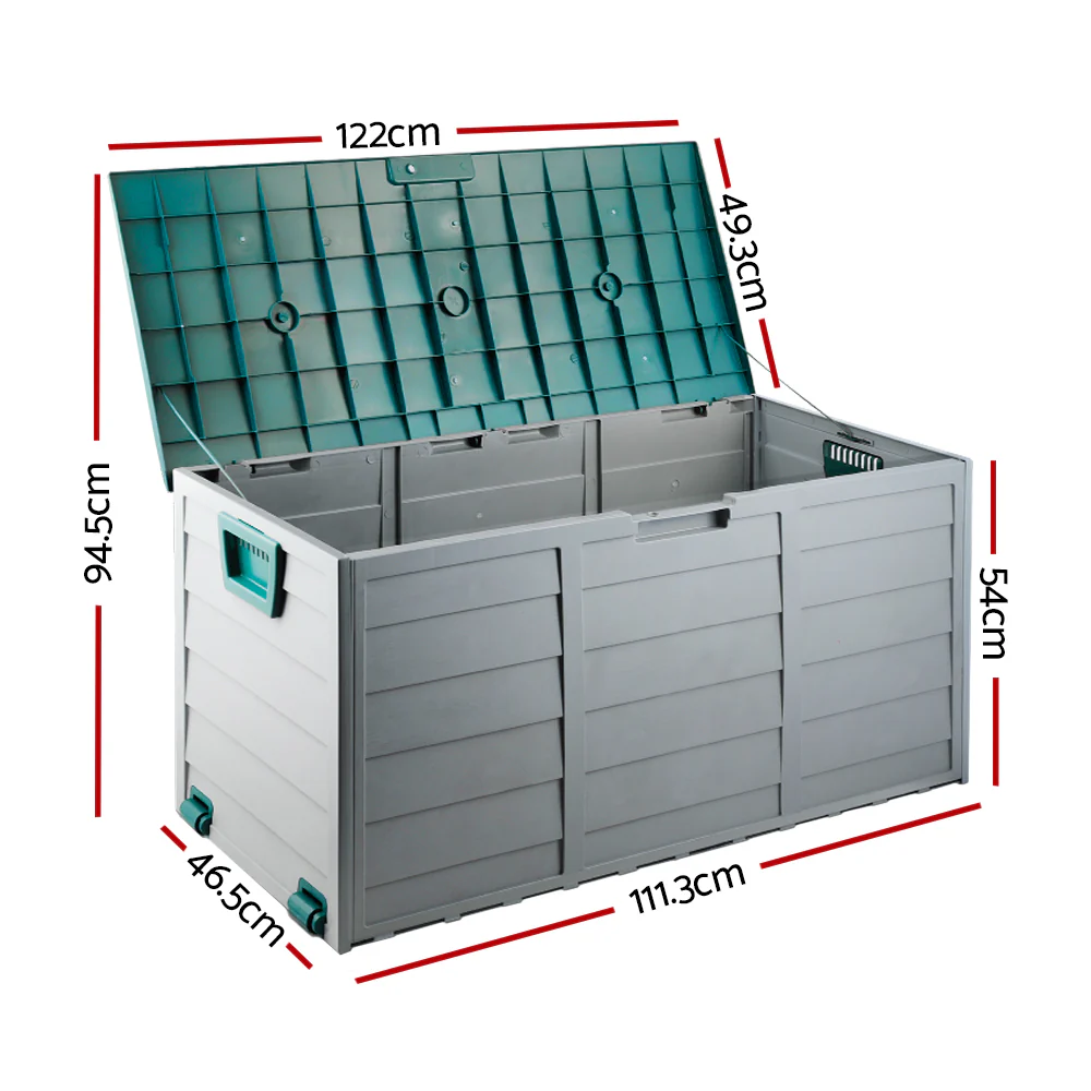 Outdoor Storage Box 290L Lockable Organiser Garden Deck Shed Tool Green - Image 2