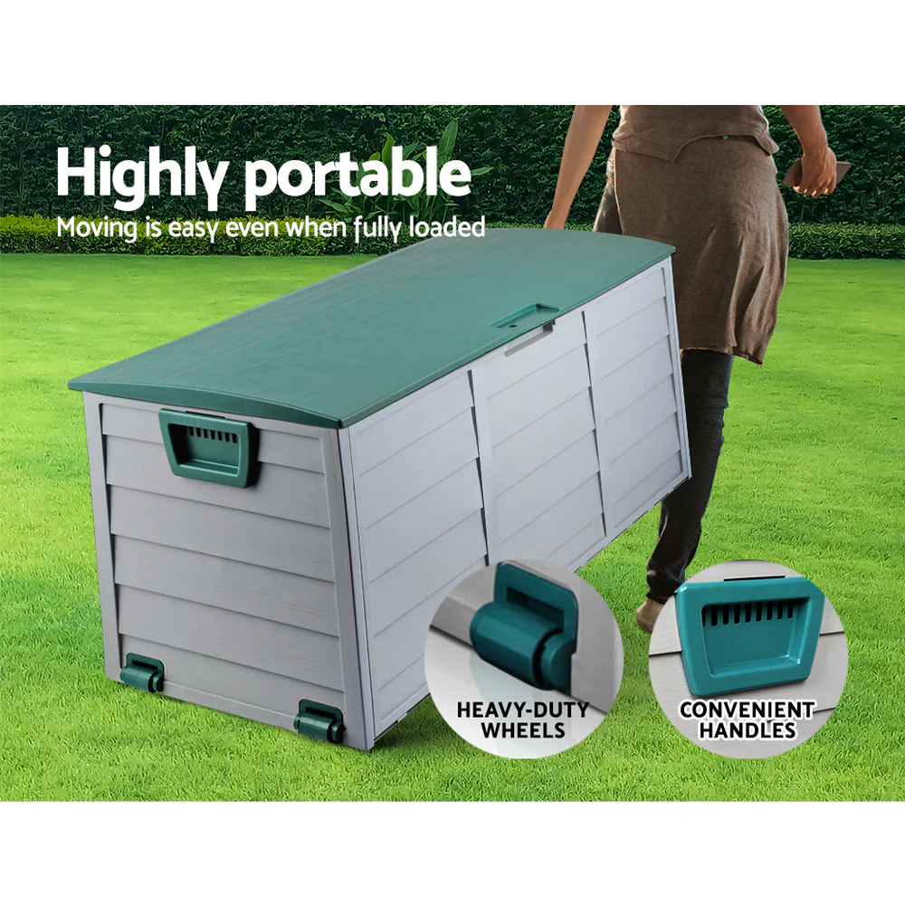 Outdoor Storage Box 290L Lockable Organiser Garden Deck Shed Tool Green - Image 7