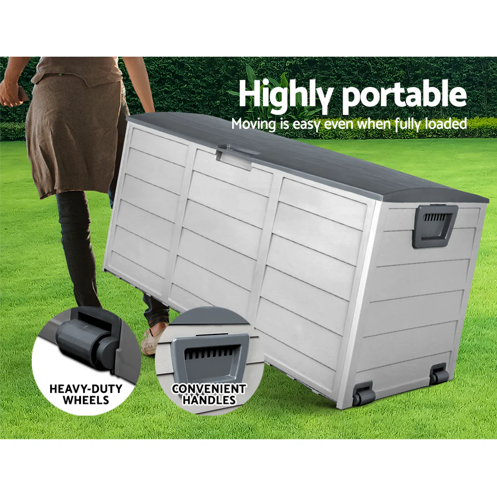 Outdoor Storage Box 290L Lockable Organiser Garden Deck Shed Tool Grey - Image 7