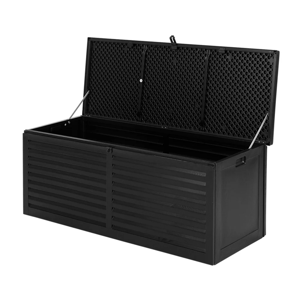 Outdoor Storage Box 390L Container Lockable Garden Bench Shed Tools Toy All Black - Image 8